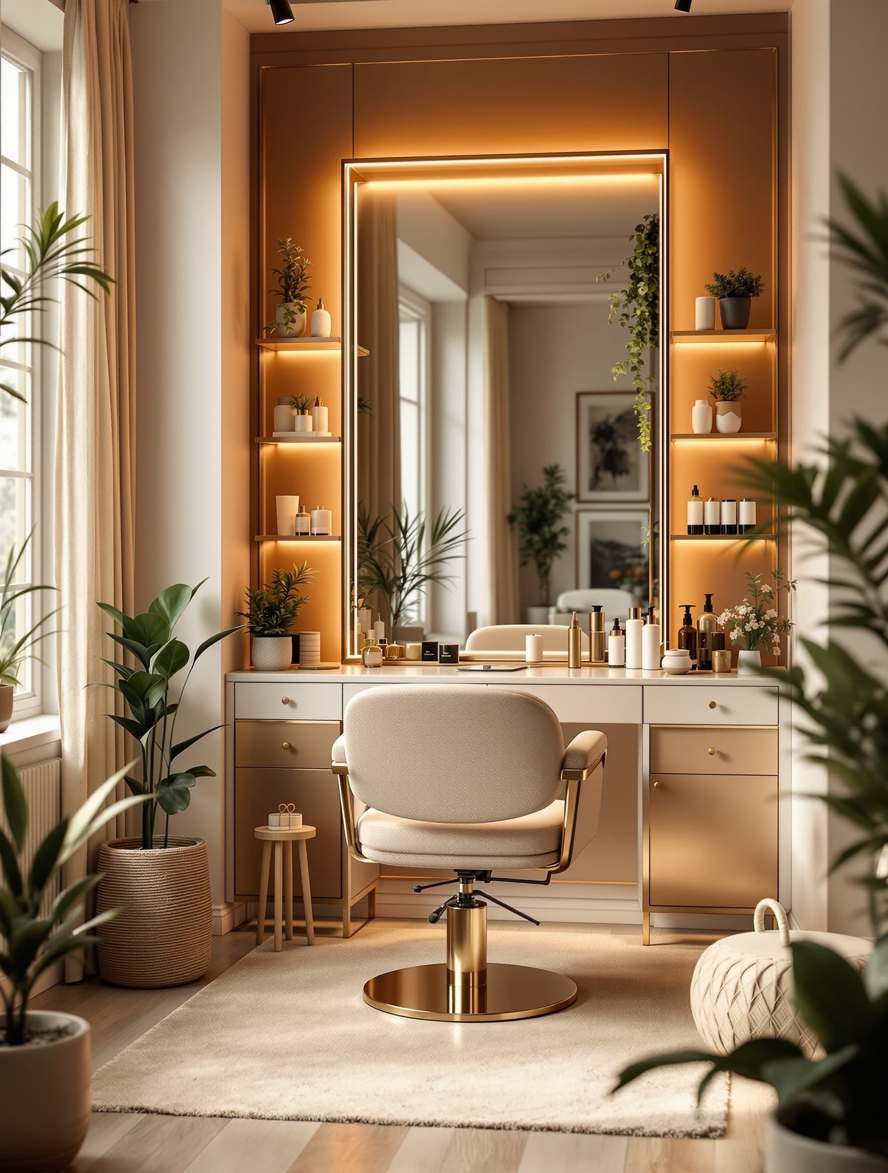 The calm, private home studio at Shazeen Salon